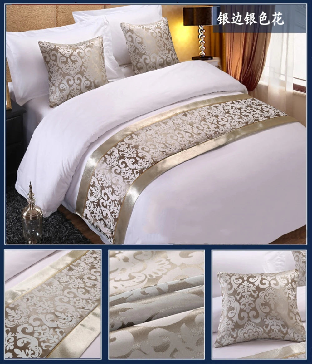 Golden Floral Bedspreads Bed Runner Throw Bedding Single Queen King Bed Cover Towel Home Hotel Decorations
