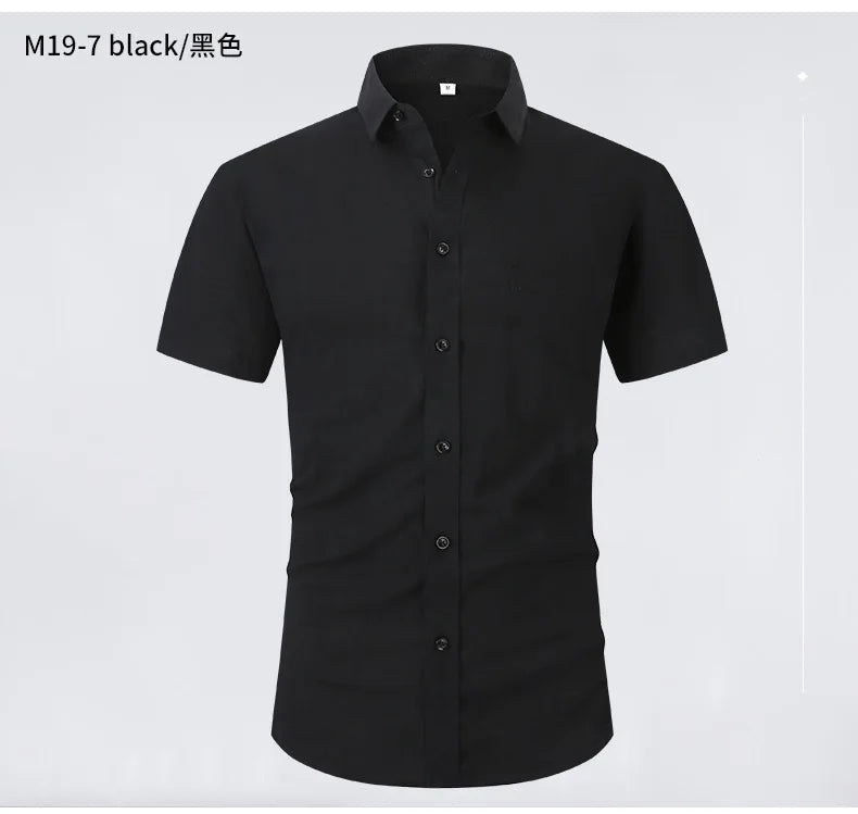 Men's short-sleeved shirts are casual, trendy, comfortable, cool on the street, versatile, simple and slimming in summer