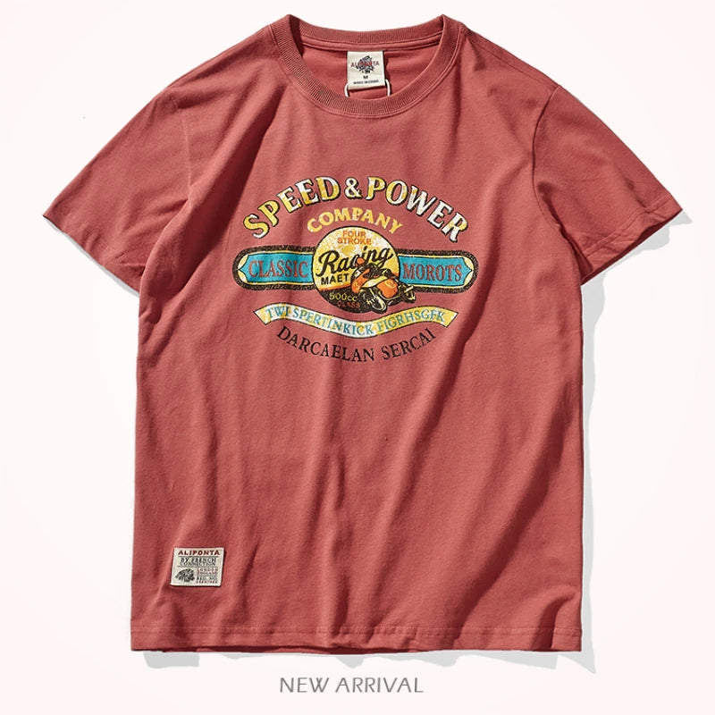 Short sleeve t-shirt men's European and American trend half sleeve washed cotton summer new youth leisure round neck T