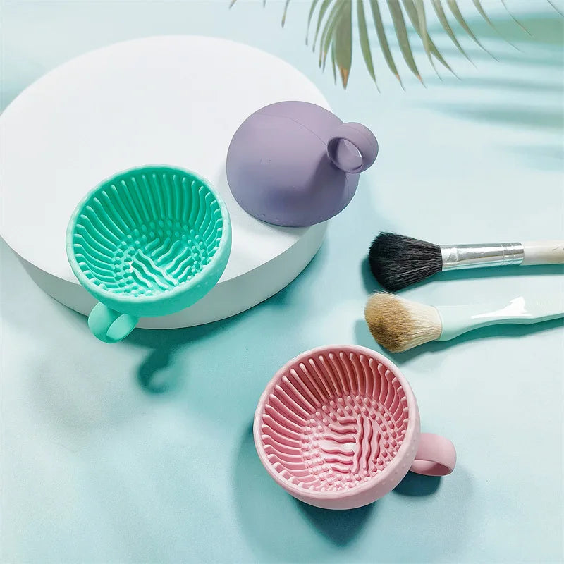 New Quick Clean Makeup Brush Cleaner - Premium Silicone Scrubber & Non-slip Bowl - Effortless Deep Cleaning for All Facial