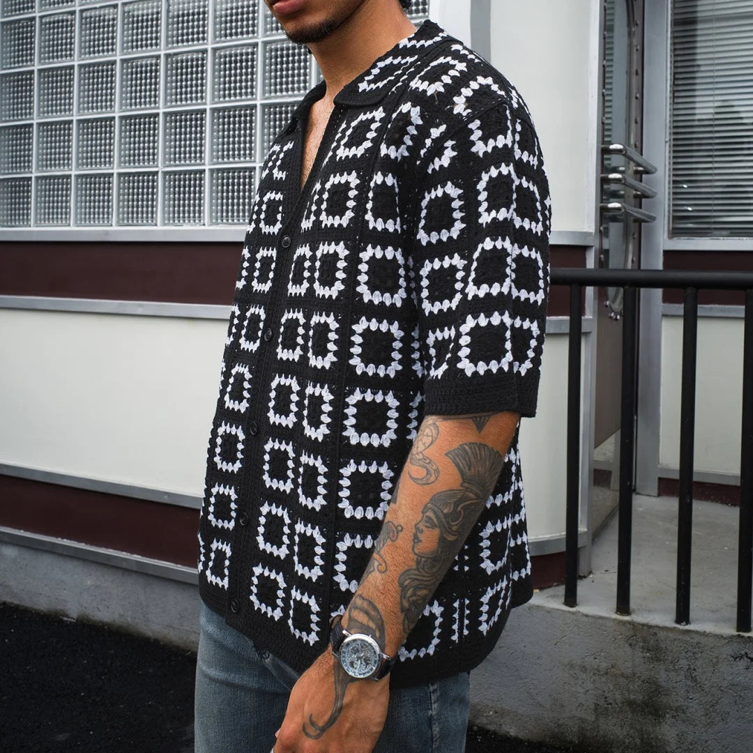 Men's Short Sleeves Summer Knitted Printing Fashion Short-Sleeved Breathable Casual Slim Soft Loose Tops Men US Size