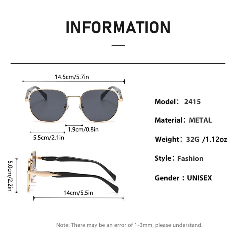 Street Photography Sunglasses For Women, Metal Fashion Uv Anti-retro Round Frame Trendy Personalized Car Sunglasses 2415