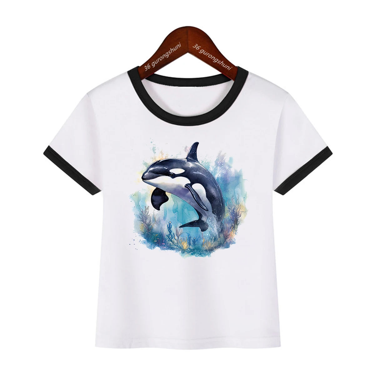 New Kids Tshirt Funny Killer Whale Graphic Dolphin Printed Boys Tshirt Fashion Trendy Boys/Girls Blue Gray Tshirt Tops Wholesale