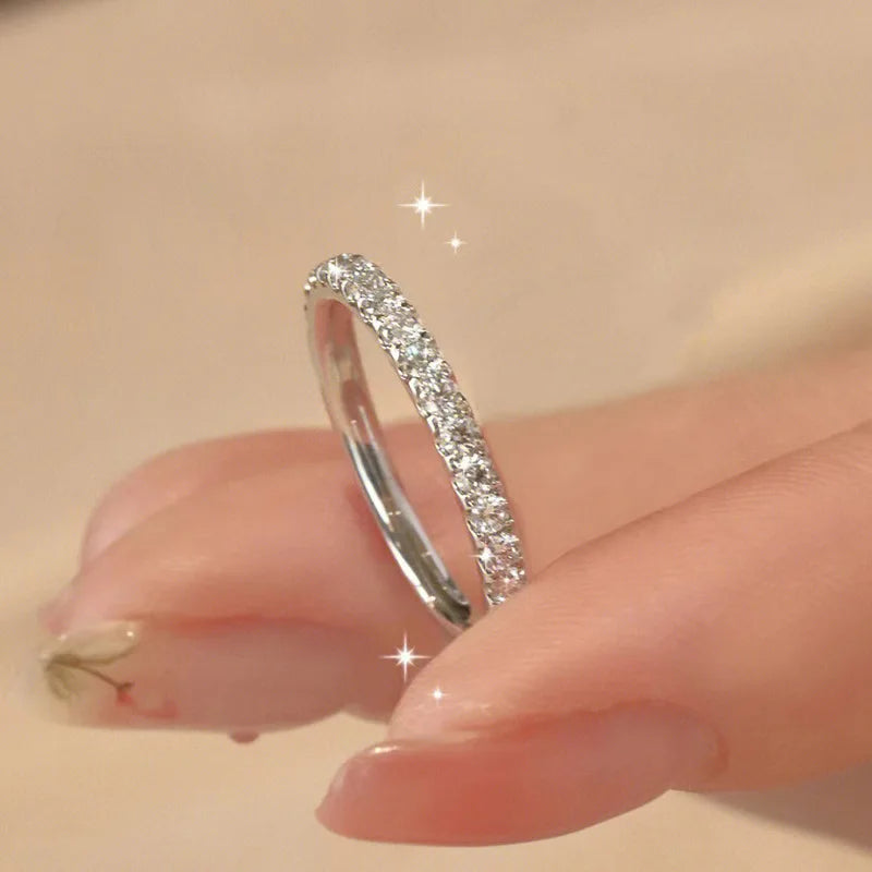 925 Sterling Silver Bow Couple Open Ring Wedding Proposal Ring Flash Diamond Men and Women Pair Ring New Fashion Jewelry Gift