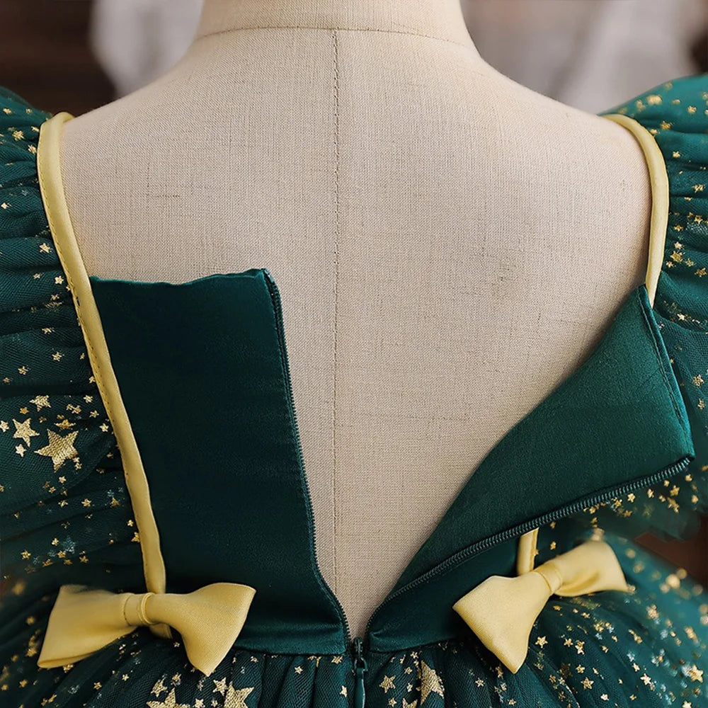 Mickey Minnie Mouse Princess Dress for Girls Sequined Star Ruffle Bow Tutu Baby Formal Gala Prom Gown Kids Evening Party Costume