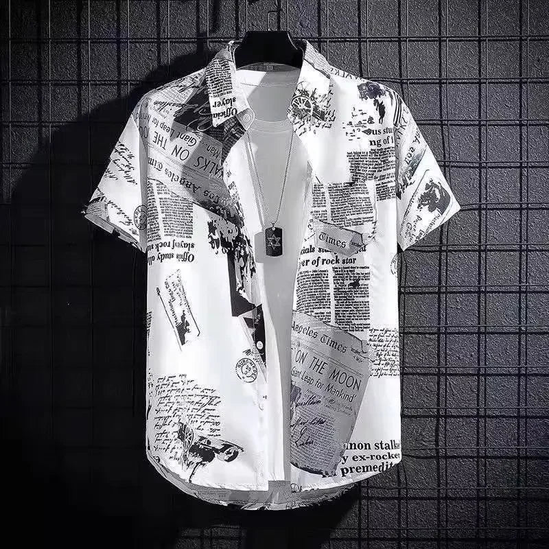 Men's Short Sleeve Shirts Summer Flower Print Top Men Hawaii Beach Outdoor Party Breathable Street Social Shirt