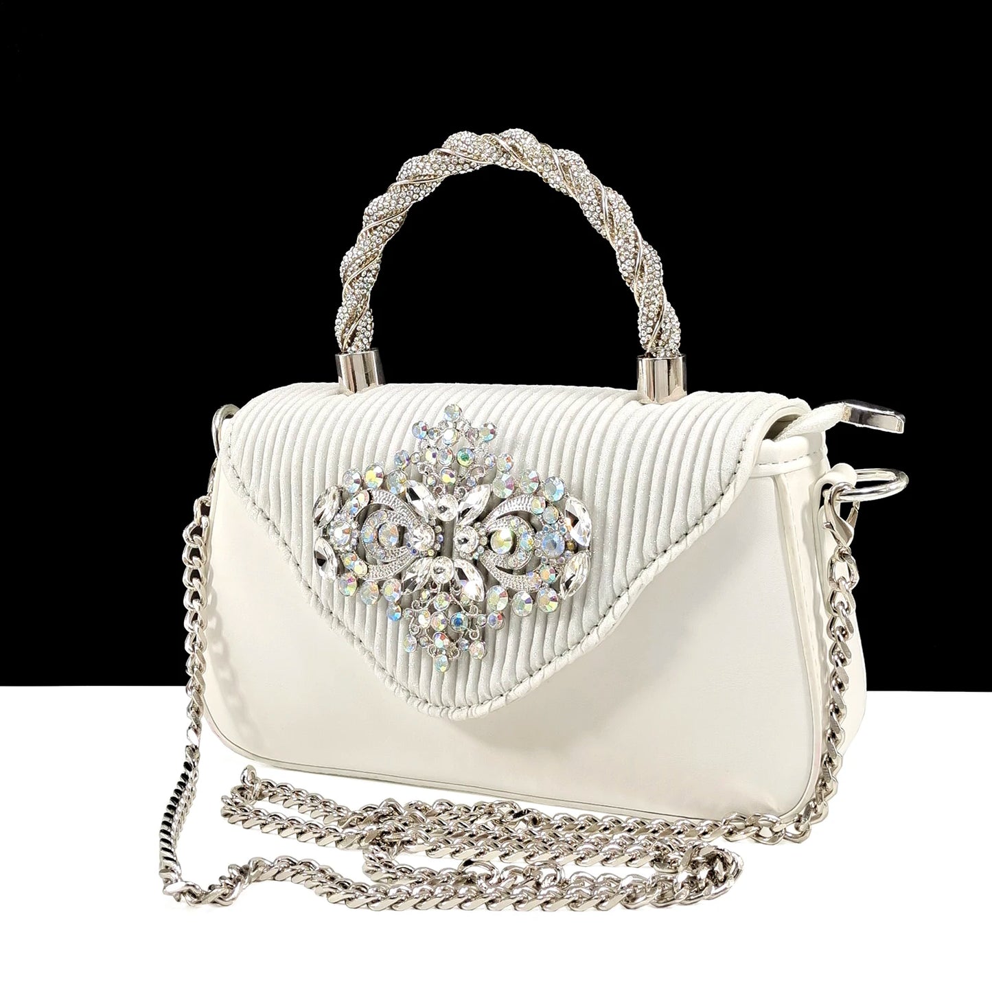 Italian Design Peach Color Pointed Toe Shoe & Bag Set Rhinestone Luxury  Women's High Heels for Parties By QSGFC