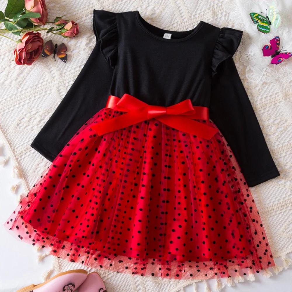 Mickey Minnie Fall Dresses for Girls Dresses Birthday Party Long Sleeve Princess Costume Teen Children's Party Clothes Autumn