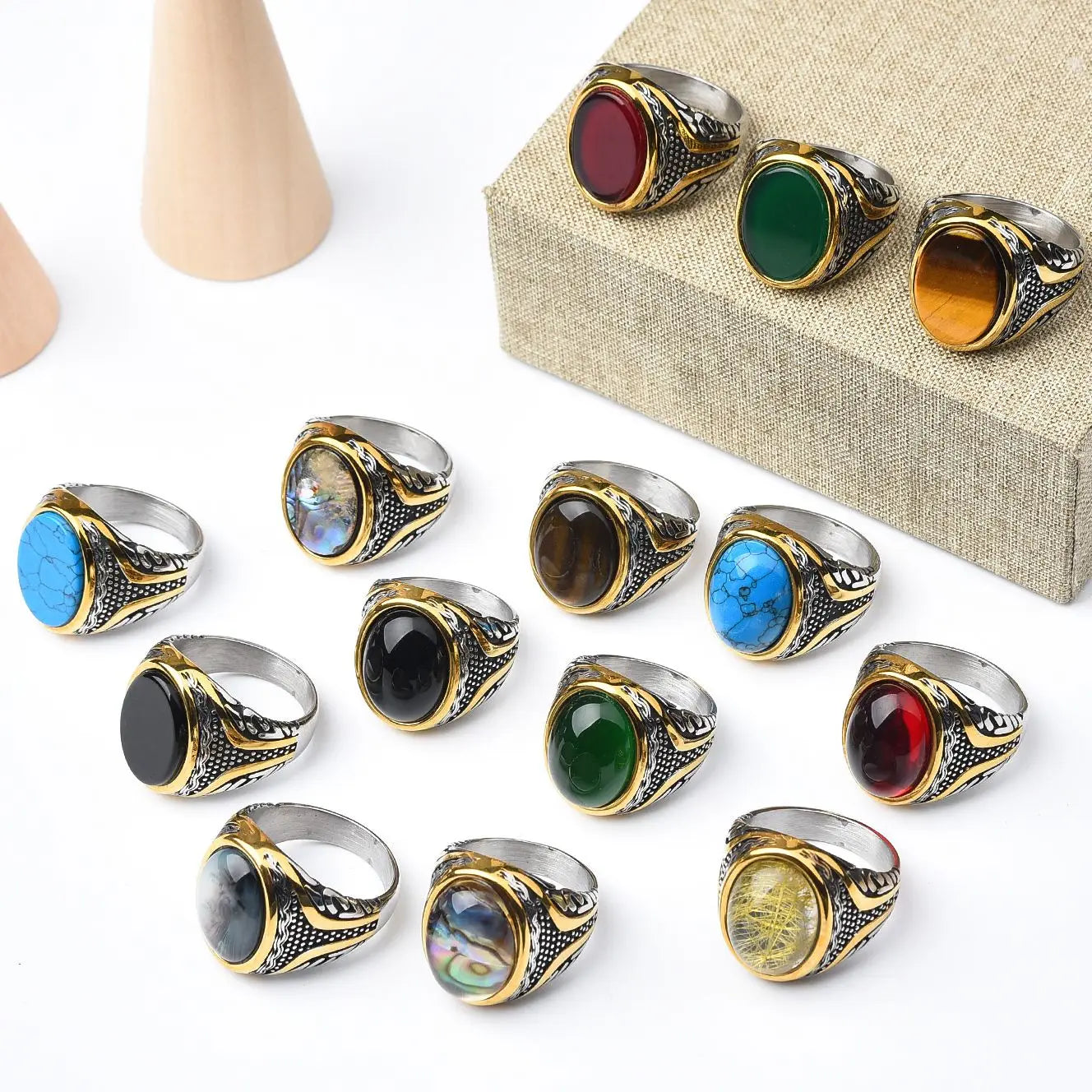R3231Men's/Women Many Gem style colors 316LStainless Steel Rings Classic Fashion Trend Jewelry High Quality Products