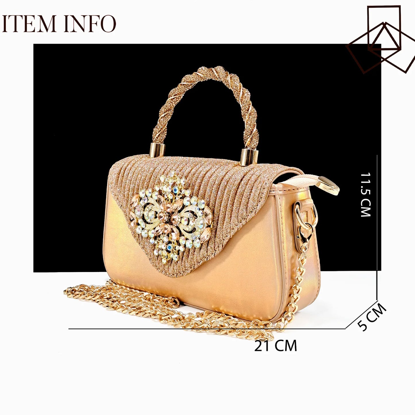 Italian Design Peach Color Pointed Toe Shoe & Bag Set Rhinestone Luxury  Women's High Heels for Parties By QSGFC