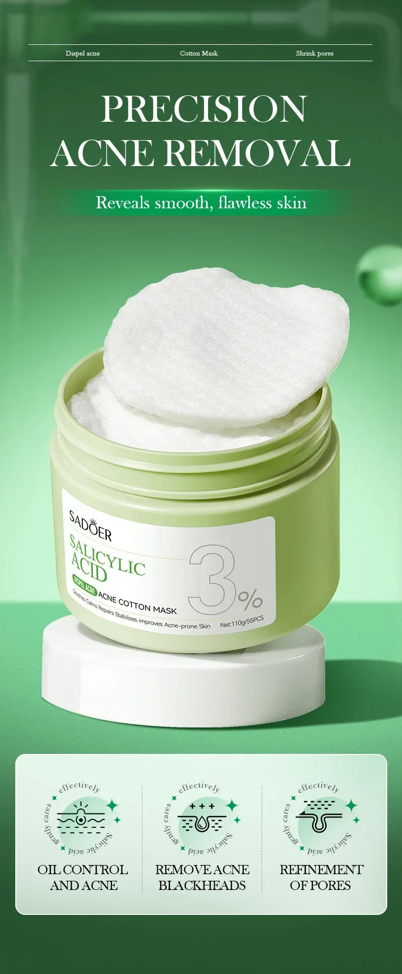 Salicylic Acid Cleansing Essence Lotion Moisturizing and Hydrating Face Cream Acne Amino Acid Skin Care Series