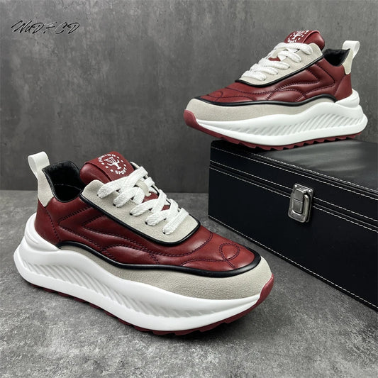 Chunky Sneakers Mens Designer Running Shoes Fashion Casual Microfiber Leather Upper Height Increased Flat Platform Sport Shoes