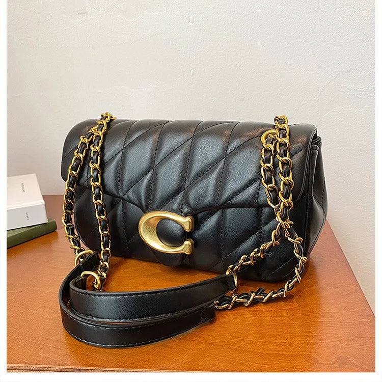 Luxury Fashion Women's Chain Handbag PU Leather Girls Shoulder Messenger Bag Brand lightweight Commuting Bag Tassel Square Bag