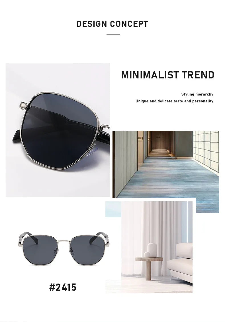 Street Photography Sunglasses For Women, Metal Fashion Uv Anti-retro Round Frame Trendy Personalized Car Sunglasses 2415