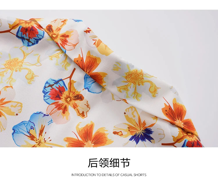 Men Loose Short Sleeve Shirt Trendy Printed Shirt Jacket