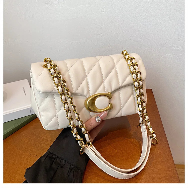 Luxury Fashion Women's Chain Handbag PU Leather Girls Shoulder Messenger Bag Brand lightweight Commuting Bag Tassel Square Bag