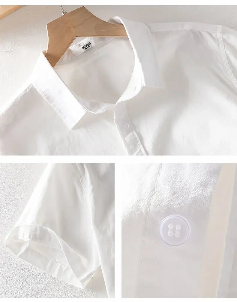 Men's Clothing Short Sleeve Shirt Square Neck Business Casual Cotton Workwear Stylish Summer Top Trendy New