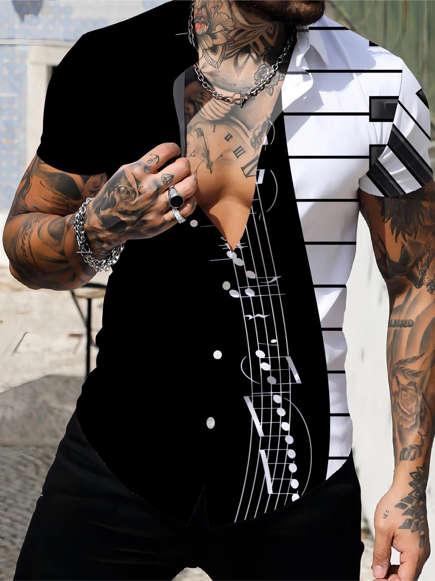 Men's Hawaiian 3D Print Short Sleeve Lapel Button Down Shirt Summer Casual Graphic Top Oversized Casual Loose Short Sleeve Shirt