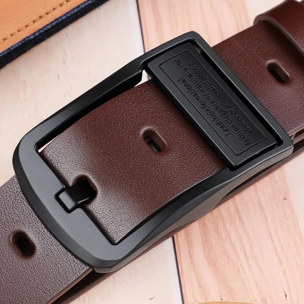 Leather For Men's High Quality Buckle Jeans Cowskin Casual Belts Business Cowboy Waistband Male Fashion Designer