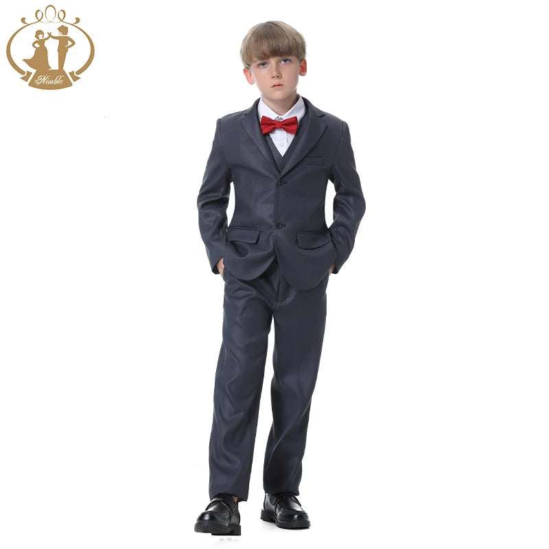 Spring Autumn Formal Boy Suit for Weddings Children Party Host Costume Wholesale Clothing 3Pcs/Set Blazer Vest Pants