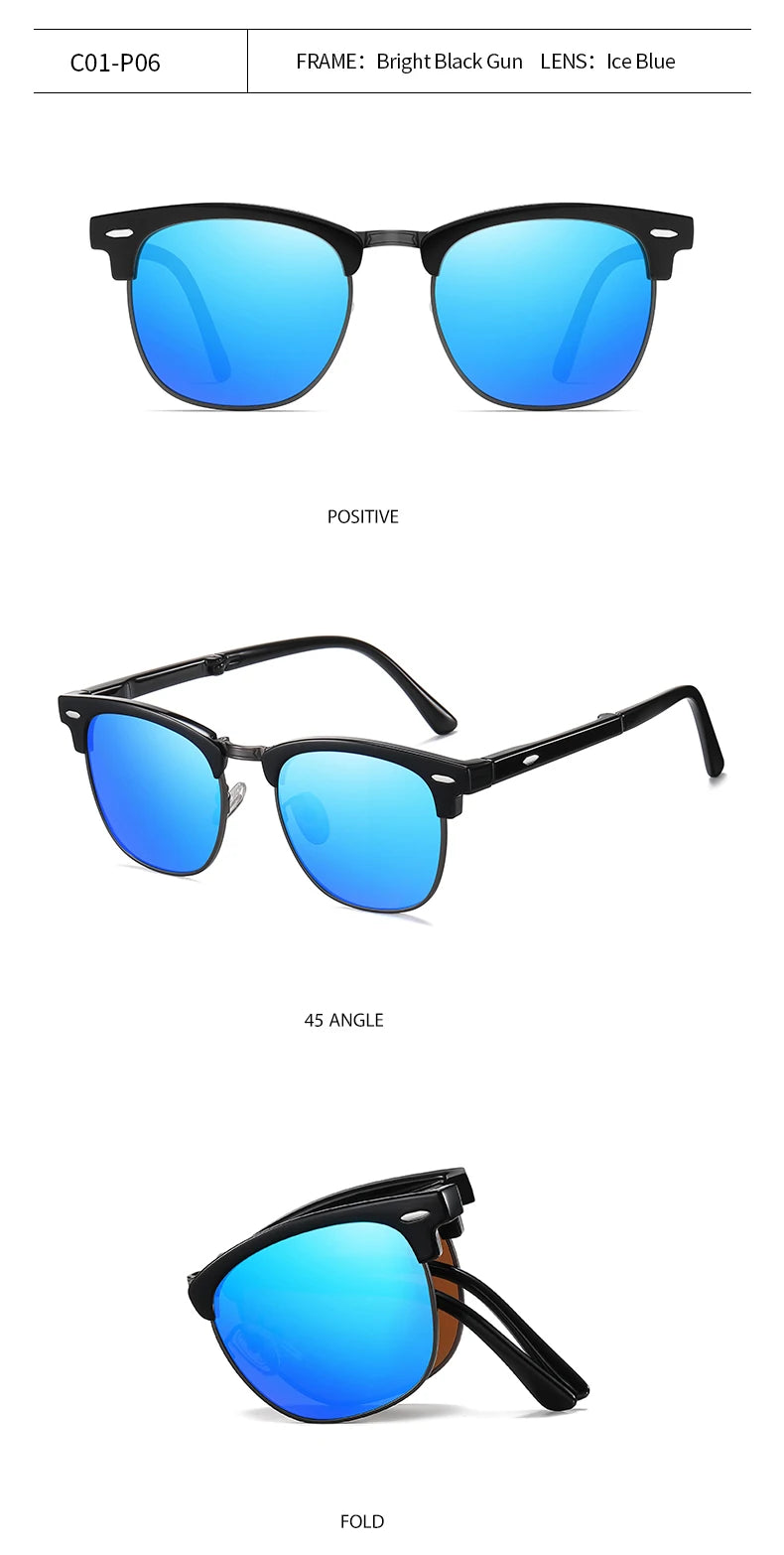 Folding HD Polarized Men Women Sunglasses Designer Club Brand Folded Driving Sun Glasses Blinded DroppShipping Master Shades