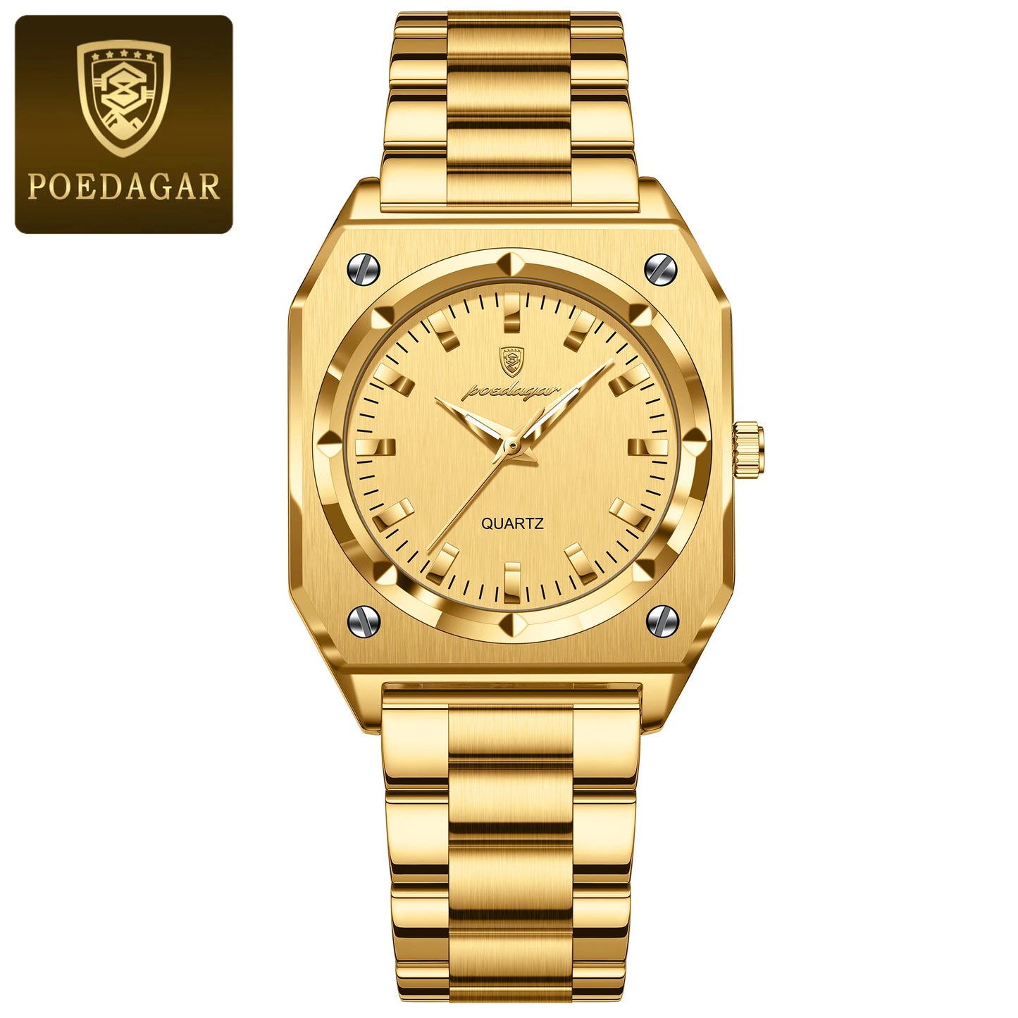 POEDAGAR Fashion Square Ladies Wristwatch Stainless Steel Waterproof Luminous Woman Watch Elegant Luxury Women's Quartz Watches