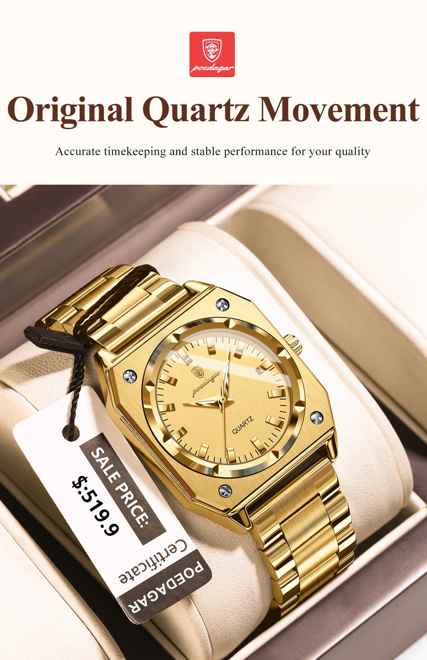 POEDAGAR Fashion Square Ladies Wristwatch Stainless Steel Waterproof Luminous Woman Watch Elegant Luxury Women's Quartz Watches