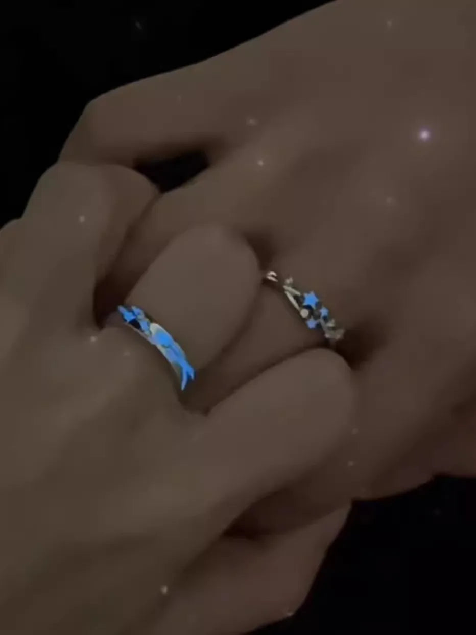 Sweet Couple Night Glowing Star Style Unique Design Premium Feel Adjustable Rings Simple Opening Luminous Lovers Exquisite Ring
