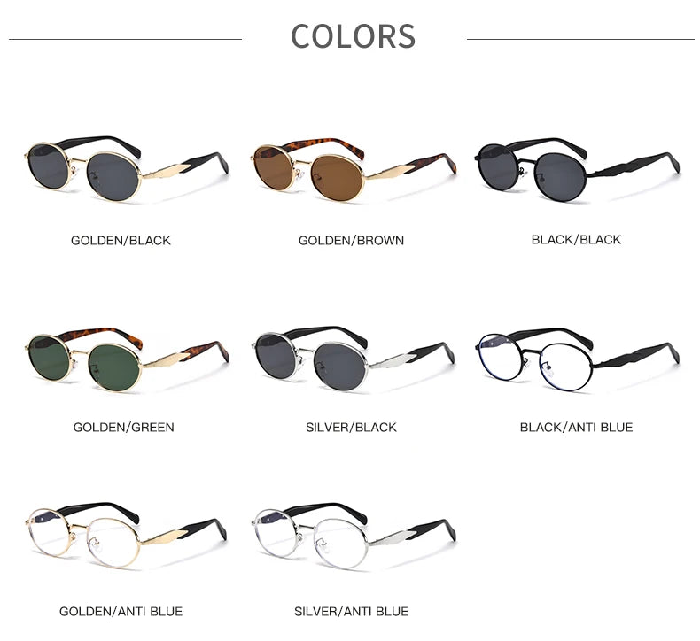 Car Sun Glasses 3pcs New  Metal Small Oval Sunglasses Women Trend High Quality Classic Men Luxury Brand Eyewear Unisex