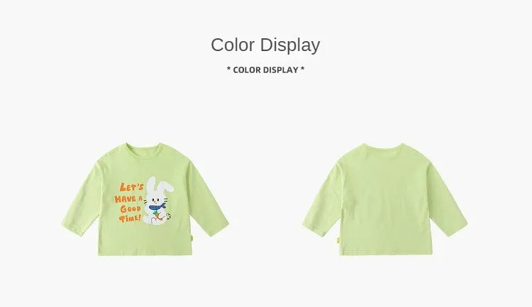 Kids Girls Printed T-shirt Autumn Cartoon Base Long Sleeve Baby Boys Top Versatile Pullover Bottom Children Girls Shirts