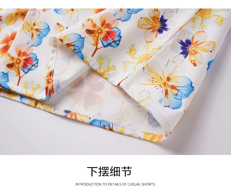 Men Loose Short Sleeve Shirt Trendy Printed Shirt Jacket