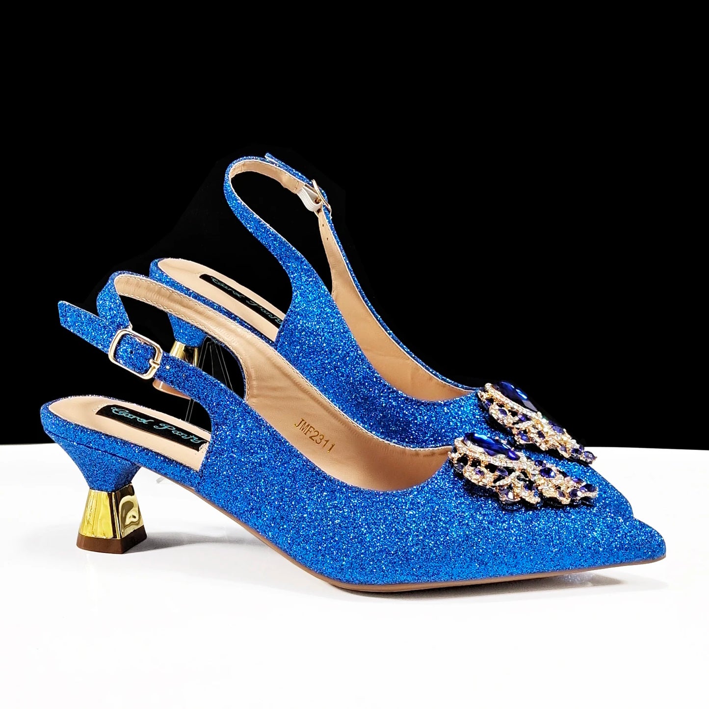 Italian Design Peach Color Pointed Toe Shoe & Bag Set Rhinestone Luxury  Women's High Heels for Parties By QSGFC