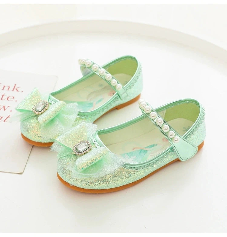 Baby Girl's Princess Shoes Leisure Candy Color Bowtie Kids Ballet Flats Toddler Light Rhinestone Pearl Autumn Children Flat Shoe