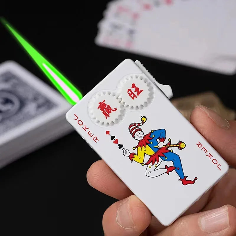 Creative Poker Ace of Spades Lighter Butane Windproof Straight Metal Lighter Men's Fun Toy Cigarette Lighter