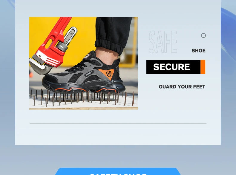 Work Sneakers for Men Safety Shoes Anti-smash Anti puncture Indestructible Shoes Breathable comfort Steel Toe Protection Shoes