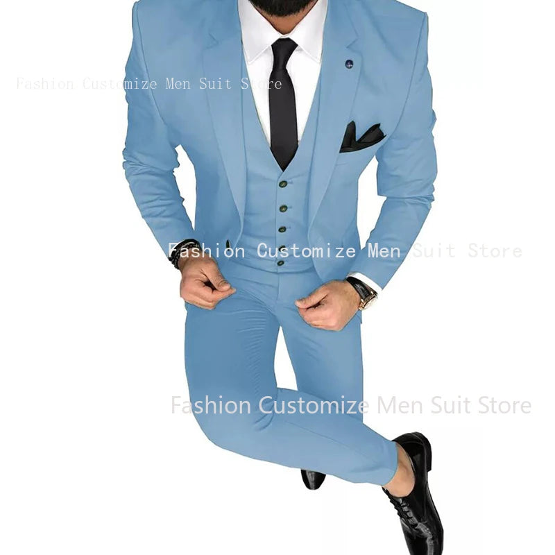 Latest Olive Green Men Suits for Groom 3 Piece Classic Wedding Tuxedo Notched Lapel Best Man Slim Fit Blazer trajes de hombre