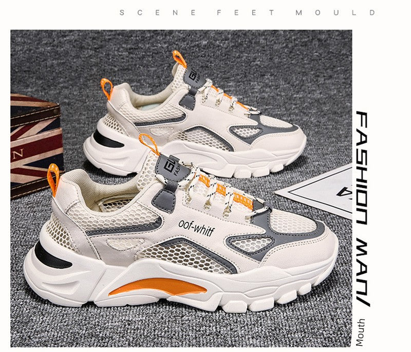 Summer Mesh Men's Breathable Shoes Sneaker Men's Summer Thin Single Mesh Plus Size Teenagers Junior High School Student Mesh Shoes