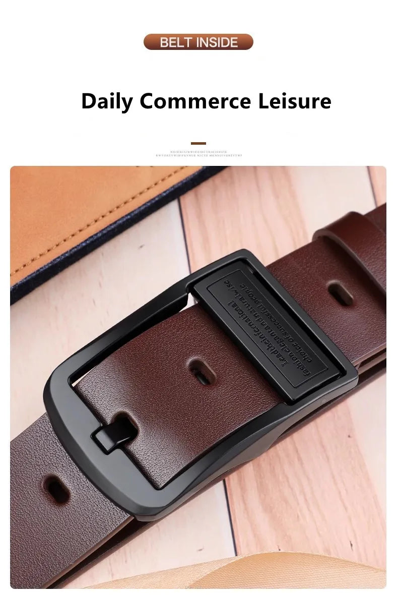Leather For Men's High Quality Buckle Jeans Cowskin Casual Belts Business Cowboy Waistband Male Fashion Designer
