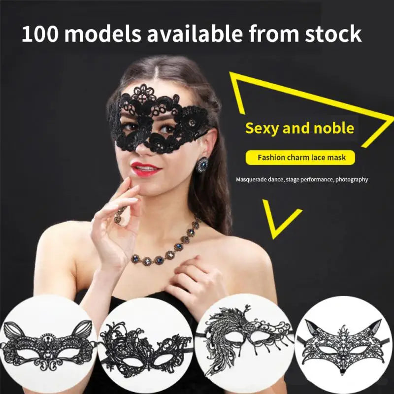 Women Carnival Mask Hollow Lace Masquerade Face Mask Princess Prom Party Props Black Eye Mask Halloween Costume for Women