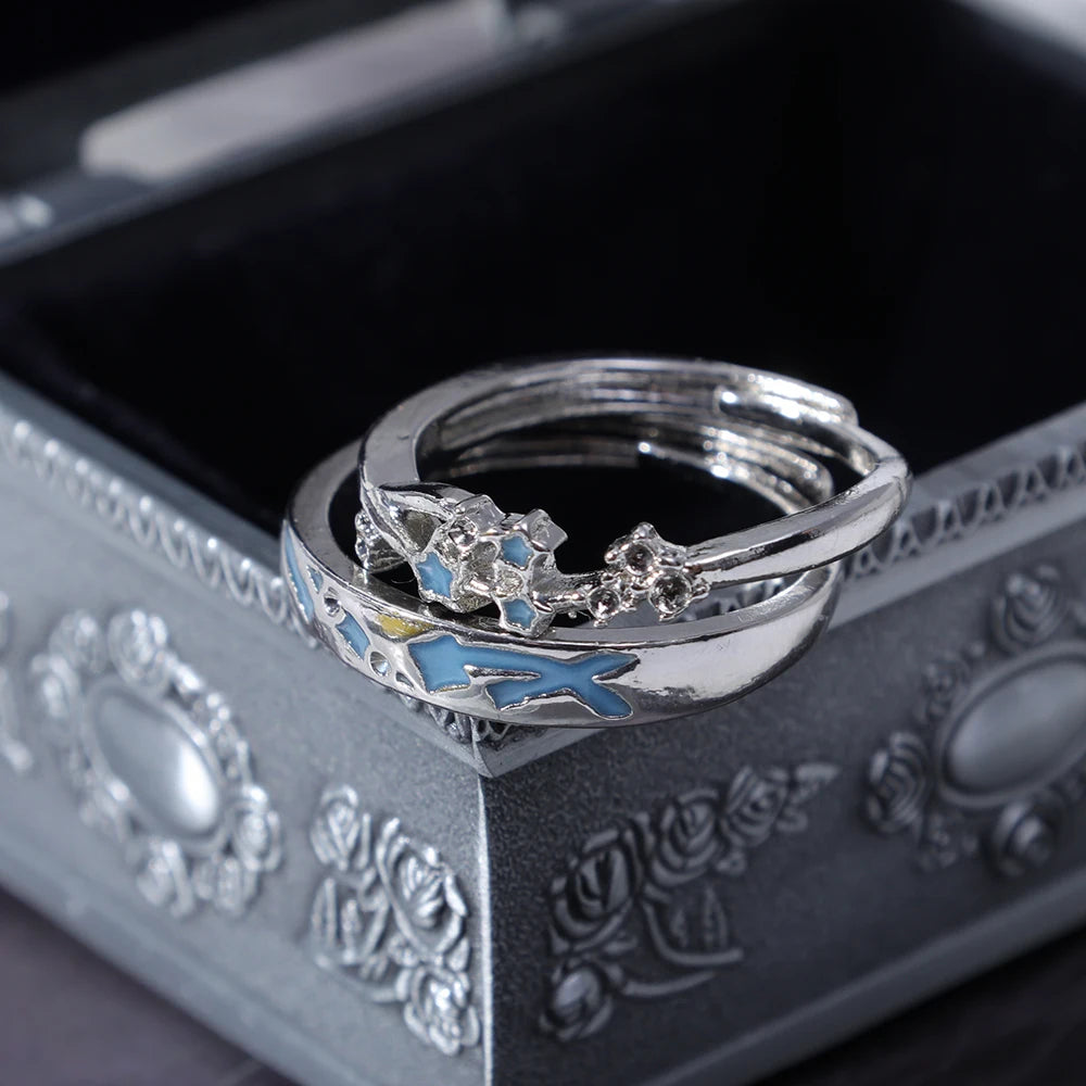 Sweet Couple Night Glowing Star Style Unique Design Premium Feel Adjustable Rings Simple Opening Luminous Lovers Exquisite Ring