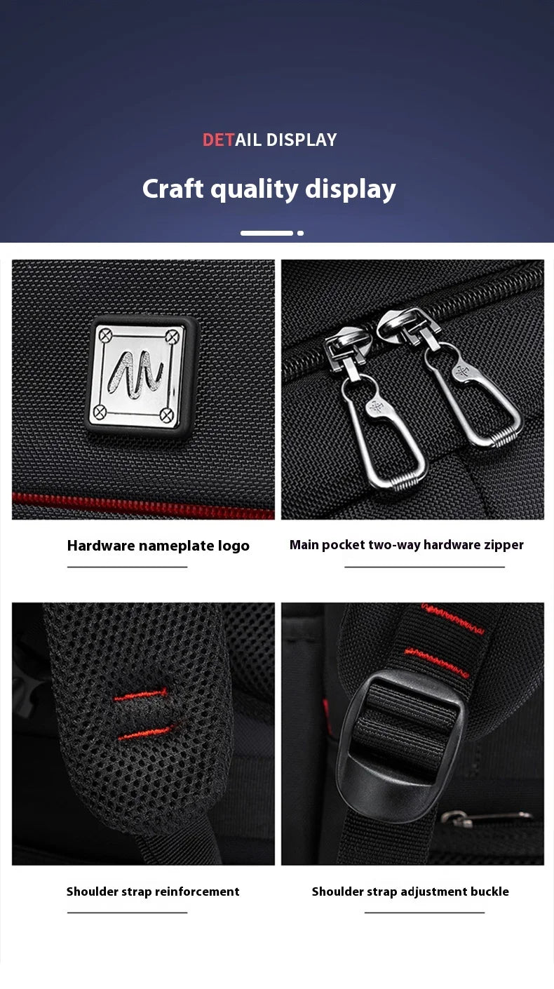 Backpack, male student backpack, computer bag, travel large capacity, thick, handsome, durable, dirt resistant