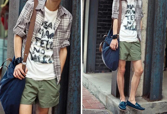 Shorts for Men with Zippers Cargo Pockets Man Short Pants Blue Cotton Loose Fashion No Logo Y2k Personalizate Korean Style Xl