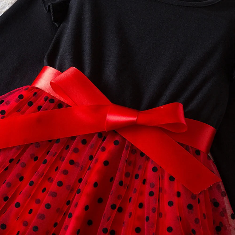 Mickey Minnie Fall Dresses for Girls Dresses Birthday Party Long Sleeve Princess Costume Teen Children's Party Clothes Autumn