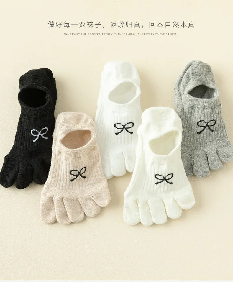 5 Pairs Five Finger Socks Women  Anti-slip Cotton Toe Socks with Separate Fingers Sports Summer Thin Slipper Socks