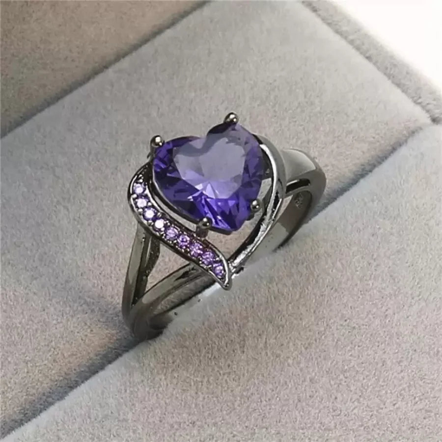 Fashion Couple Rings Romantic Women Heart Blue Rhinestones Zircon Ring Men Stainless Steel Celtic Dragon Ring Jewelry Wholesale