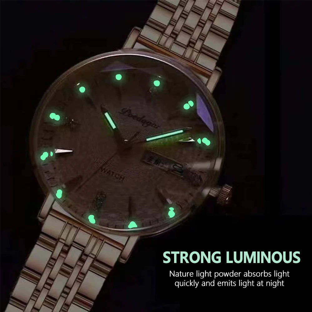 POEDAGAR Fashion Watches For Women Waterproof Luminous Stainless Steel Woman's Wristwatch Luxury Elegant Ladies Watch Gift Reloj
