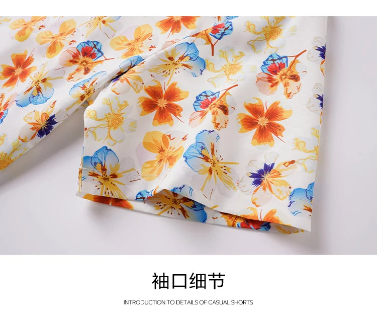 Men Loose Short Sleeve Shirt Trendy Printed Shirt Jacket