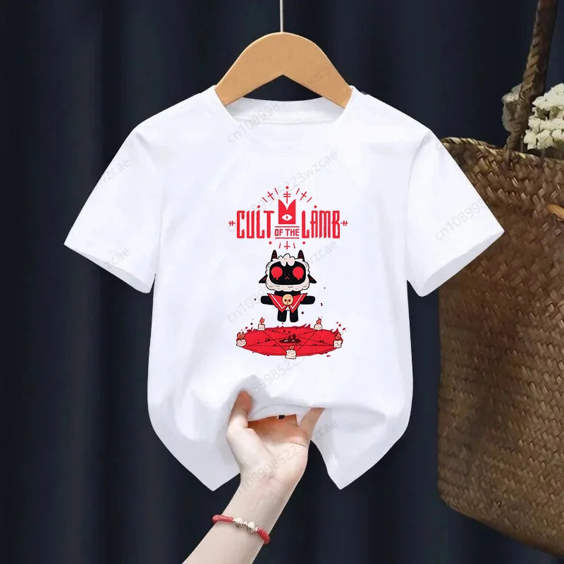 Kids Summer Girls & Boys Funny Tshirt Children Print Cartoon Cult of The Lamb T-shirt Fashion Casual Baby Clothes