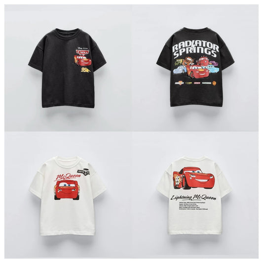 Potdemiel Summer Kids T-shirt Short Sleeve Top Cartoon Cars Pixar Lightning Mcqueen Printed Boys Clothes Baby Tops