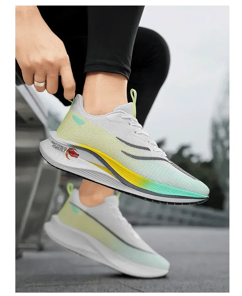 Marathon Air Cushion Carbon Plate Sports Running Shoes Men Breathable Lightweight Women's Comfortable Athletic Nonskid Sneakers